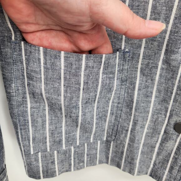 NWT Chico's Reversable Linen Indigo Stripe Jacket  Women's 2 (Large 12) - Picture 8 of 15